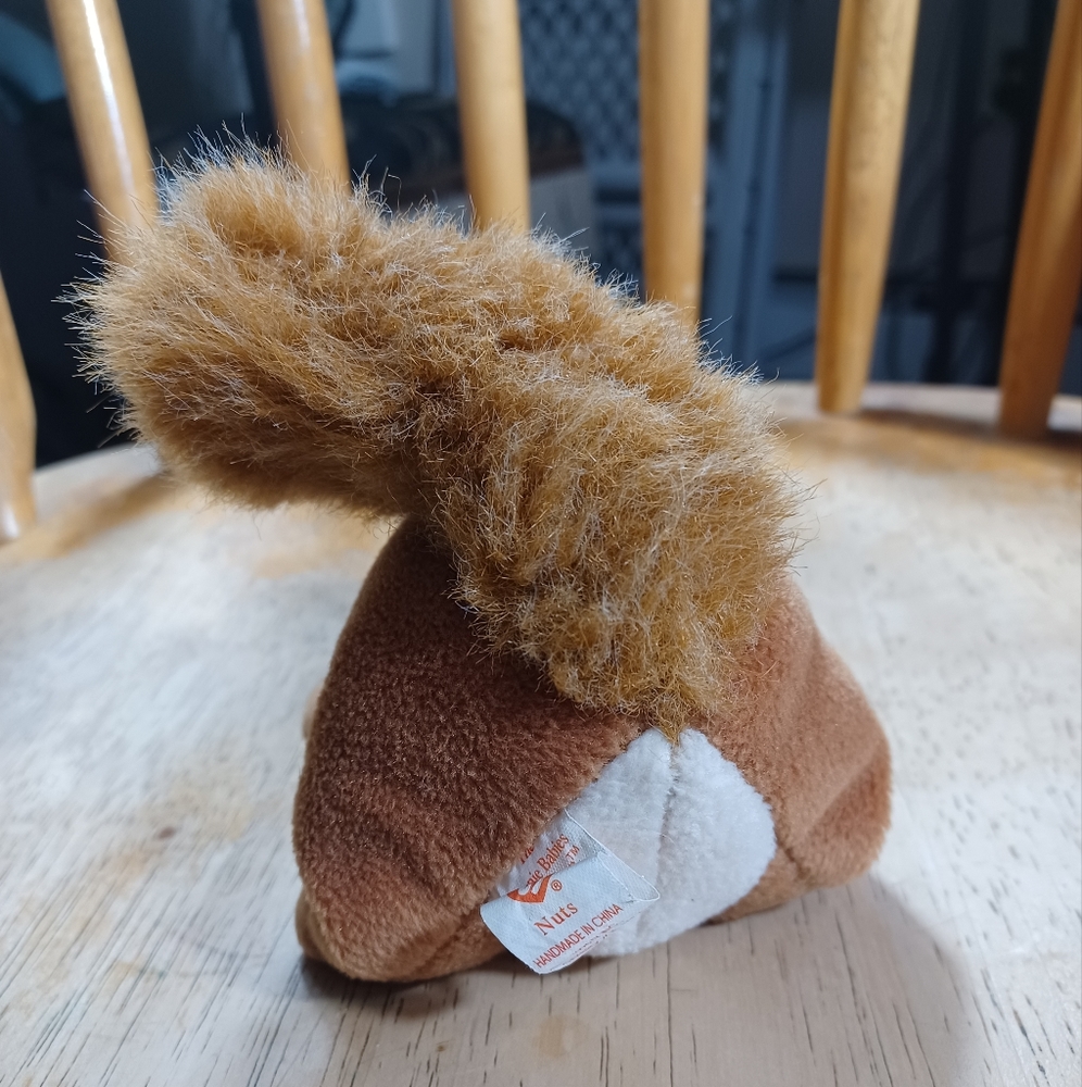 -RETIRED ORIGINAL Ty Beanie Baby NUTS the Squirrel sitting stuffed Plush NO TAGS - Picture 8 of 12